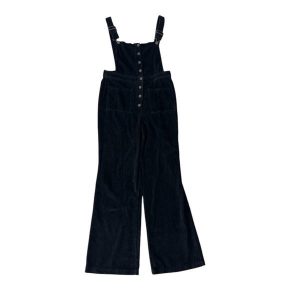 Reformation Cassidy Black Corduroy Overalls Square Neck Relaxed Fit Size 10 - Picture 7 of 11